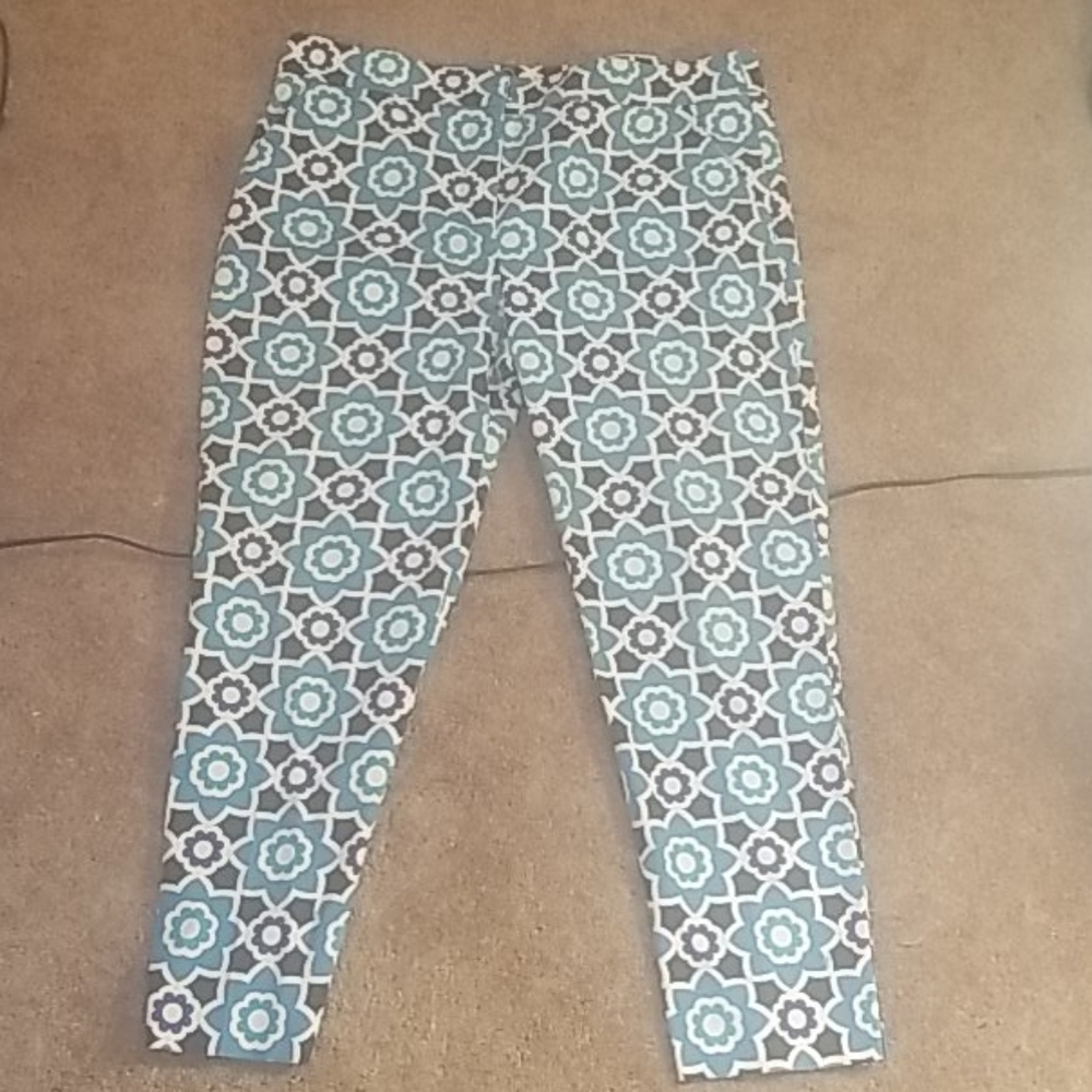 Trina Turk Moss 2 tile pants turquoise blue  14